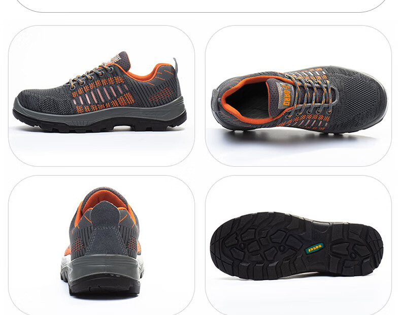 SHENGLI Work Safety Shoes Anti-Smash Anti-Puncture Anti-Static Breathable Odor-Resistant Flyknit Steel Toe Safety Shoes F336 Size 45 9