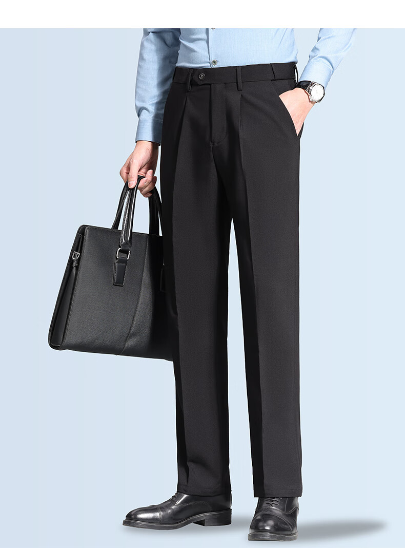 FIRS [Wrinkle-Resistant Non-Iron] Pleated Dress Pants for Men, Business Straight-Leg Trousers, Loose-Fitting Cargo Pants for Young And Middle-Aged Men, Casual Pants 8
