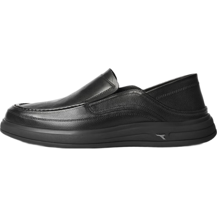 Belle Slip-On Casual Leather Shoes for Men Spring Cowhide Cushioning Business Shoes Black A1950 (Dual Wear on Heel) Size 40