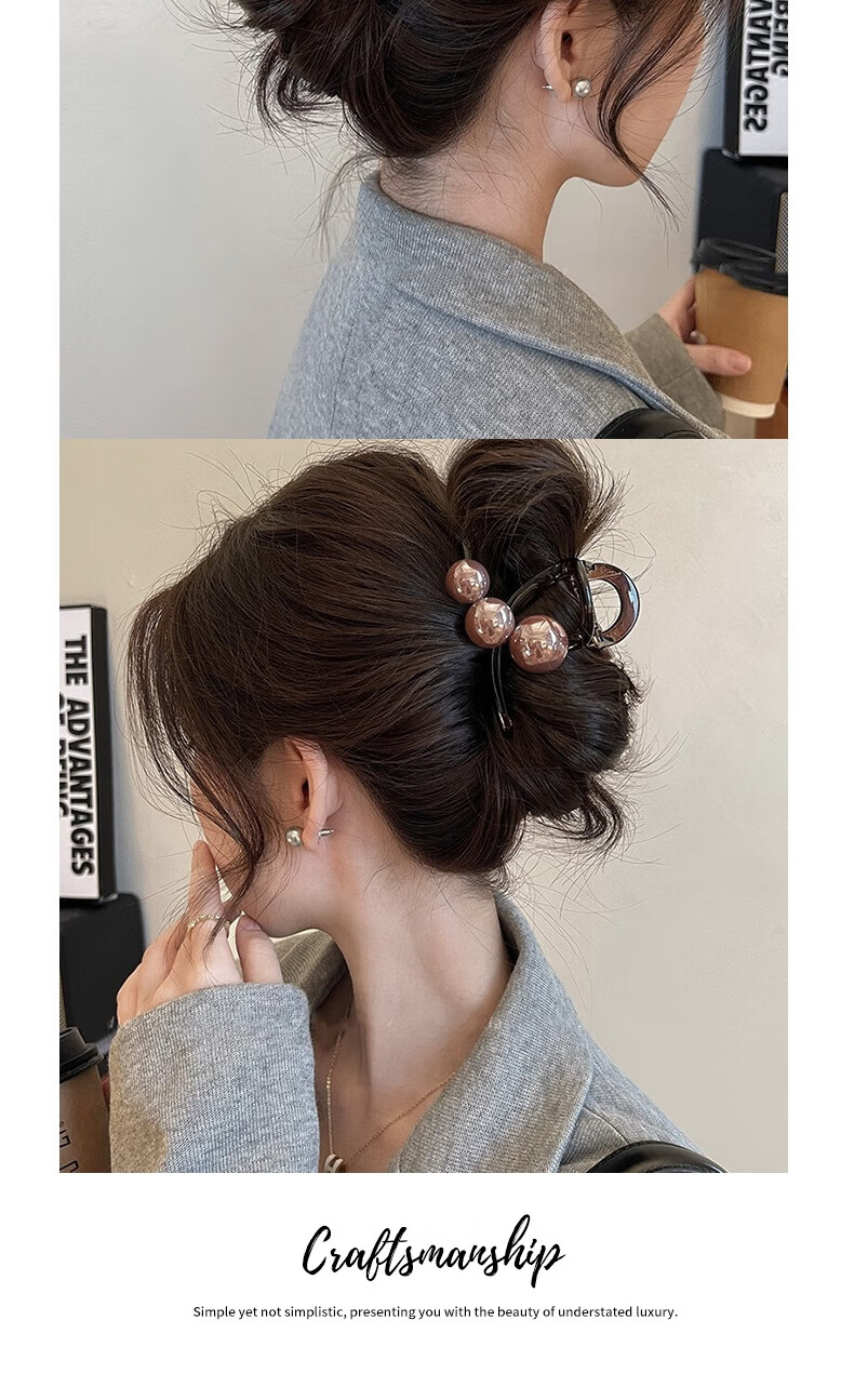 Jianyingshu Heart Pearl Hair Clip Set of 2 Back Hair Bun Clips New Stylish High-End Hair Claw Accessories for Women 5