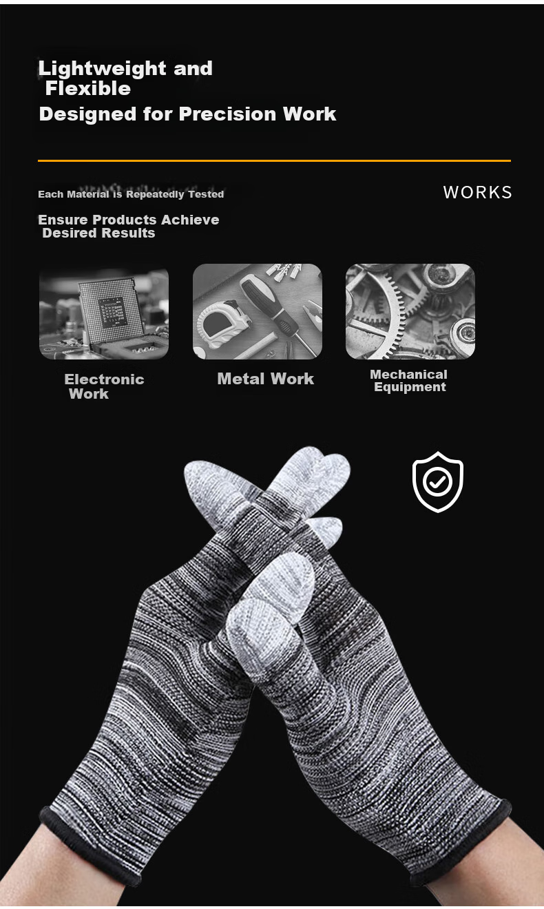 Maozheng Dipped Work Gloves, 10 Pairs, Carbon Fiber Coated Finger Anti-Static Non-Slip Lightweight Breathable for Work, Thin Style 9# 4