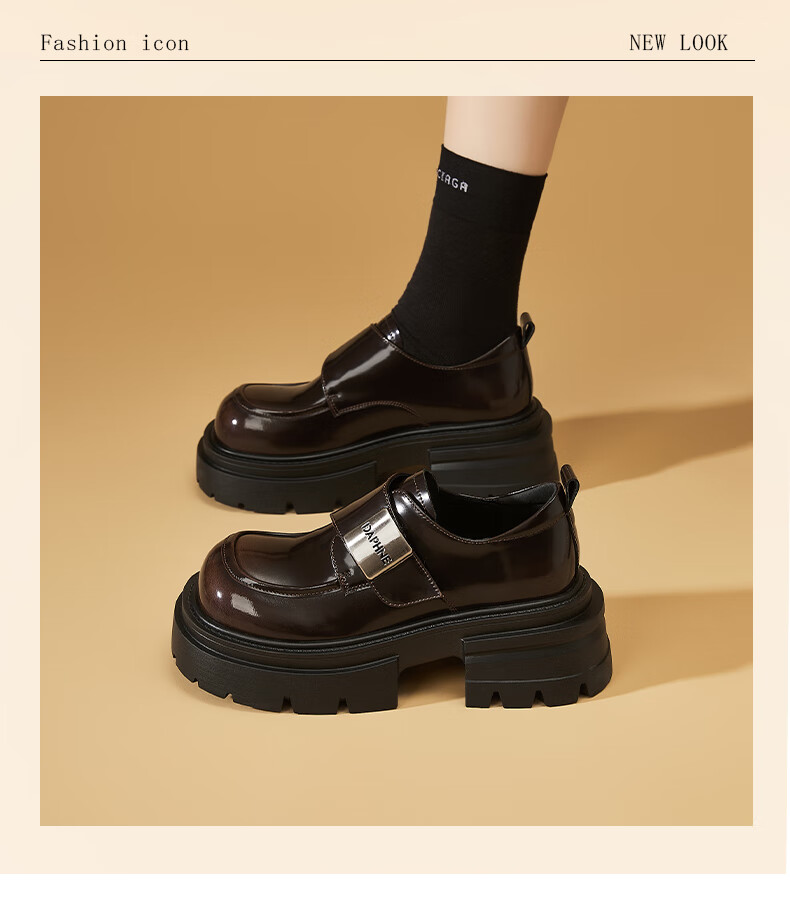 DAPHNE Thick Sole Loafers Women 2025 New Winter Black Casual Soft Sole Slip-On Shoes 2