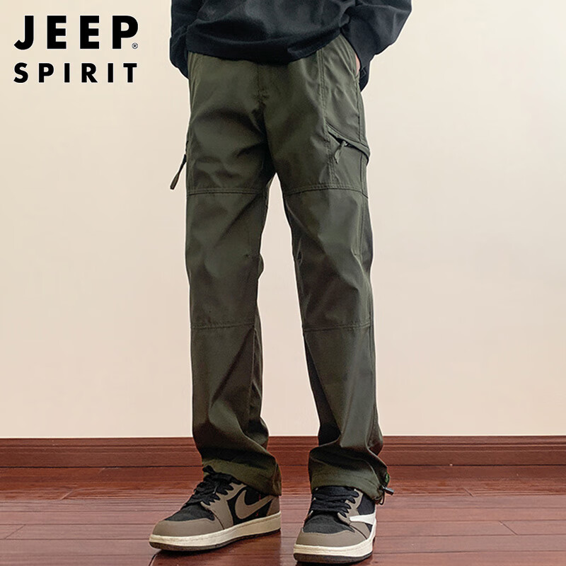 Мужские брюки JEEP SPIRIT, карго, повседневные, свободного кроя, прямые, для спорта и путешествий, зеленые, размер 4XL