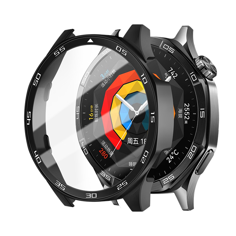 Binghong Huawei GT5 Protective Case Semi-Encapsulation Huawei GT5 Protective Film Integrated Huawei Watch GT5 Screen Protector Case Full-Screen Drop and Scratch Resistant Precision Scale - Black 46mm