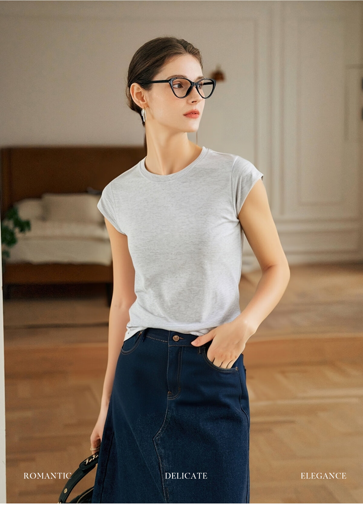 Olrain Oureier Round Neck Simple Versatile T-Shirt Women's Summer Short Sleeve Small Size Top Black M 2