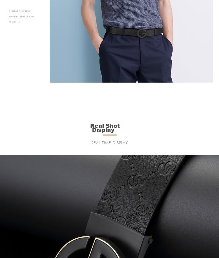 GOLF Men's Belt with Automatic Buckle, Double-Sided Cowhide Waistband, G-Buckle Letter Trouser Belt, Gift Box Packaging, Birthday Present for Boyfriend 18