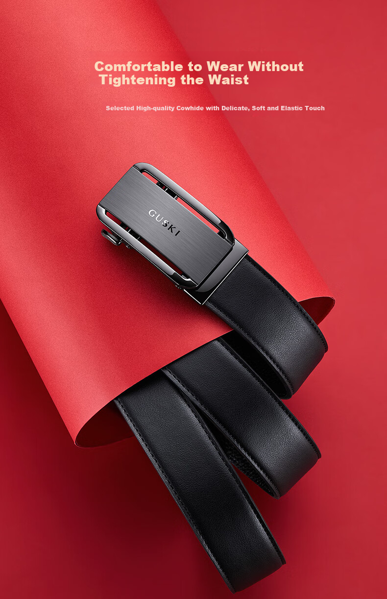 GUSKI Brand Men's Leather Belt with Automatic Buckle, High-End Business Waistband in Gift Box, Birthday Present for Boyfriend Or Husband 8