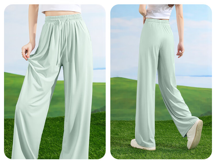 Baleno Ice-Cool Sun Protection Straight-Leg Pants for Women, Summer Lightweight UPF50+ UV-Resistant Outdoor Sports Running Cycling Wide-Leg Trousers 20