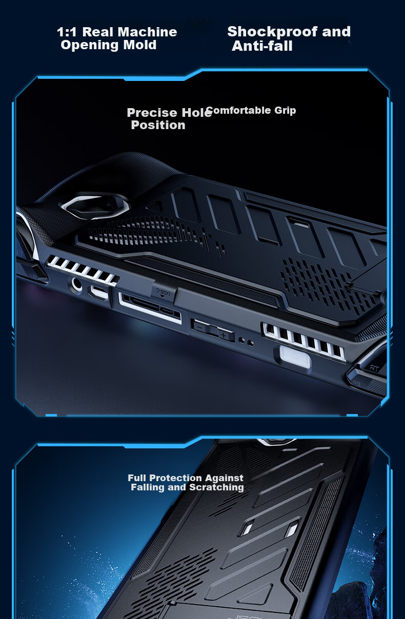 JSAUX ROG Handheld Console Case, ROG Protective Cover with Built-In Stand Module, Ally Gaming Console Accessory, Detachable Front Cover, Anti-Slip, Shockproof Grip Strap 5
