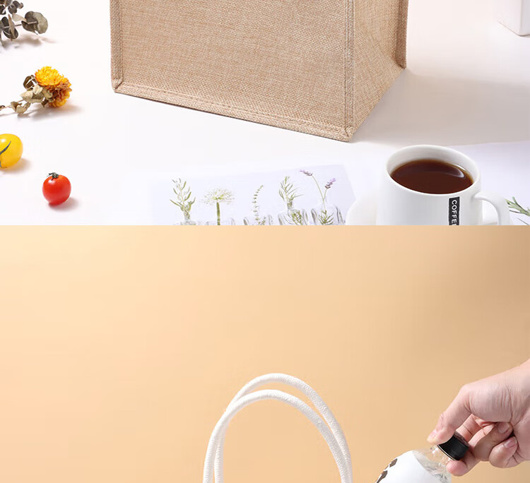 TaTanice Linen Bag, 1 Piece, Handbag, Holiday Gift Bag, Shopping Storage Bag, Lunch Box Bag 6
