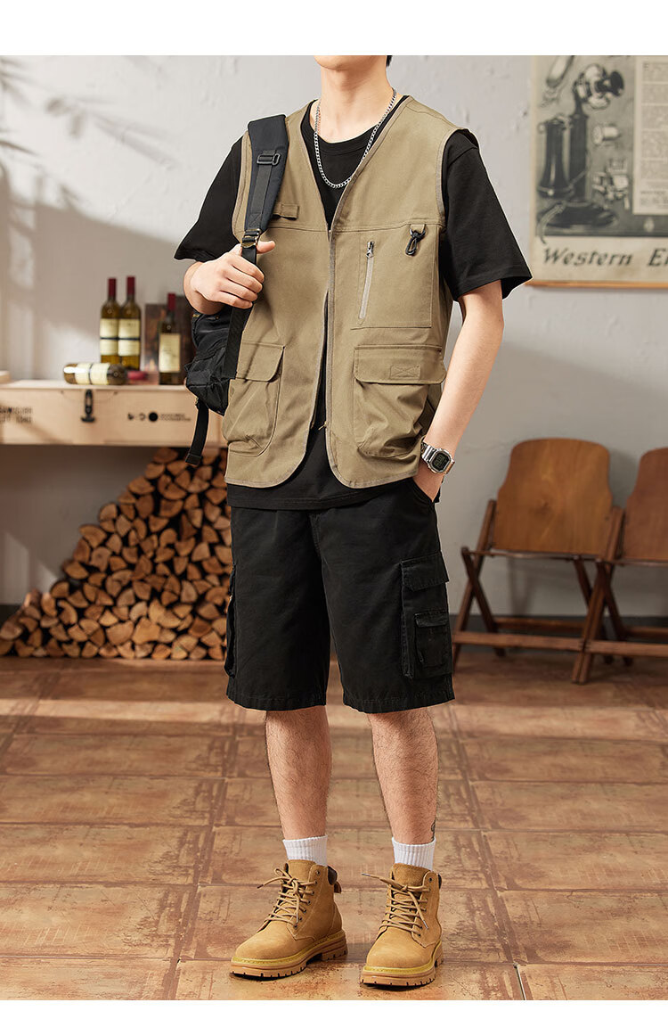 TUCANO Men's Summer Outdoor Workwear Vest Fashionable Sleeveless V-Neck Jacket Military Green 3XL 13