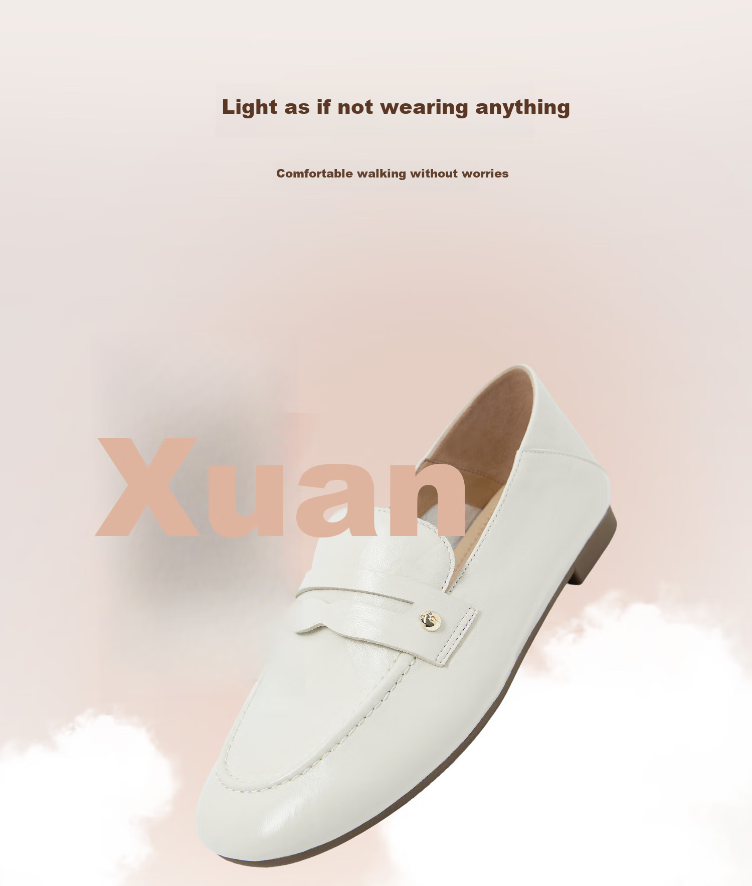 COMELY Low-Heel Loafers for Women, New Spring And Summer Style, Sheepskin Retro Flat Genuine Leather Shoes, Commuter Flats, Cream White, Size 35 4