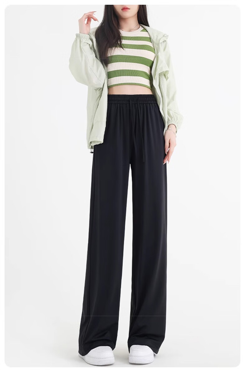 LangSha Ice Silk Wide-Leg Pants Women Summer Thin High-Waist Sun-Protective Slim Loose Straight-Leg Mosquito-Repellent Casual Trousers 15