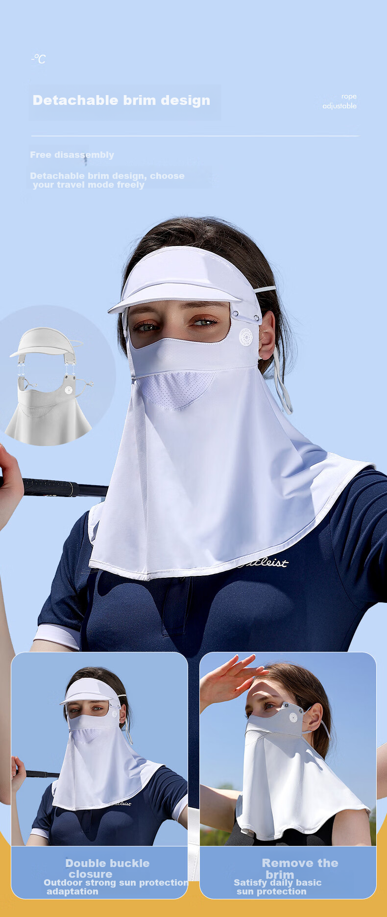 GLO-STORY Sun Protection Face Mask for Women, Full-Face Mask, Outdoor Golf Sports Sunshade, Cycling Face Covering, Headscarf Face Veil 7