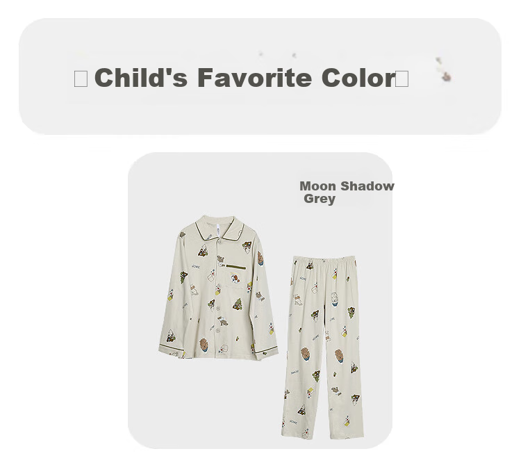 Hodohome Children's Pajamas Girls' Class A Pure Cotton Loungewear Cartoon All-Over Print Long-Sleeve Cardigan Set 108 130 16