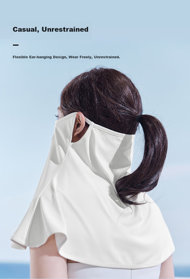 JIUMU Ice Silk Sun Protection Face Mask for Women, Summer UV Protection Sunshade Veil, Driving Neck Guard, Breathable Full Face Mask 8