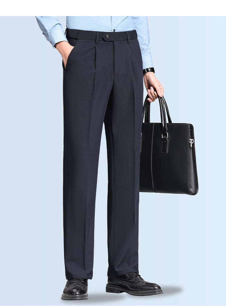 FIRS [Wrinkle-Resistant Non-Iron] Pleated Dress Pants for Men, Business Straight-Leg Trousers, Loose-Fitting Cargo Pants for Young And Middle-Aged Men, Casual Pants 7