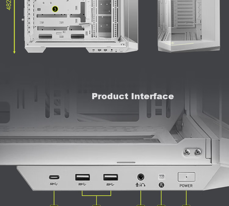 MSI Black Blade PLUS MAG PANO 100L PZ Panoramic View Computer Case (360mm Liquid Cooling/ATX Rear Mounting/Supports E-ATX Motherboard/Supports 50mm Graphics Card) 14