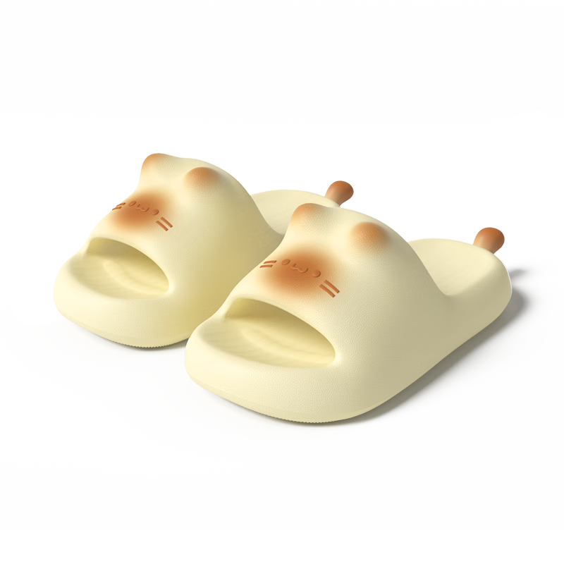 Chikoku Cute Cat Slippers for Women, Summer New Style Indoor Home Thick-Soled Cartoon Outdoor Sandals