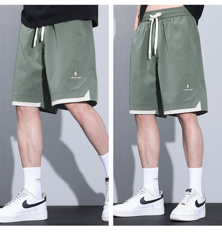 JEEP SPIRIT Men's Shorts, Summer Beach Workwear, Ice Silk Quick-Dry Casual Sports Knee-Length Pants, Lime Green, 2XL 6