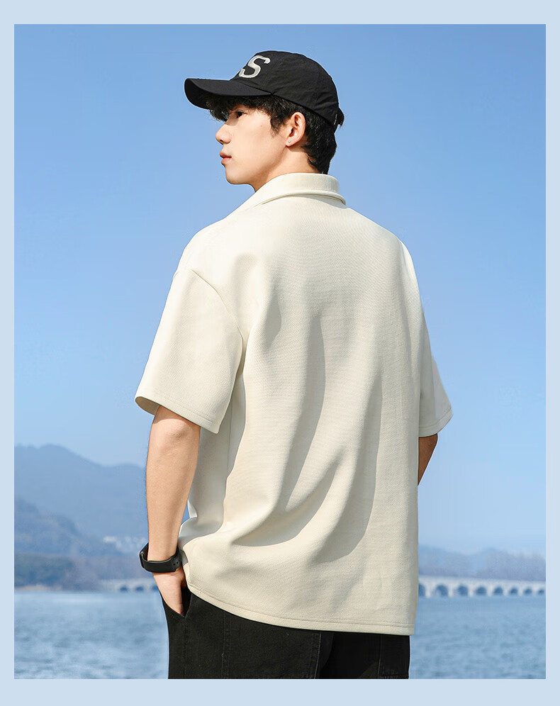 Huili Short-Sleeve Men's Summer Breathable T-Shirt, Men's Polo Shirt, Ice Silk Casual Versatile Micro Drop Shoulder Undershirt, White, 3XL 16