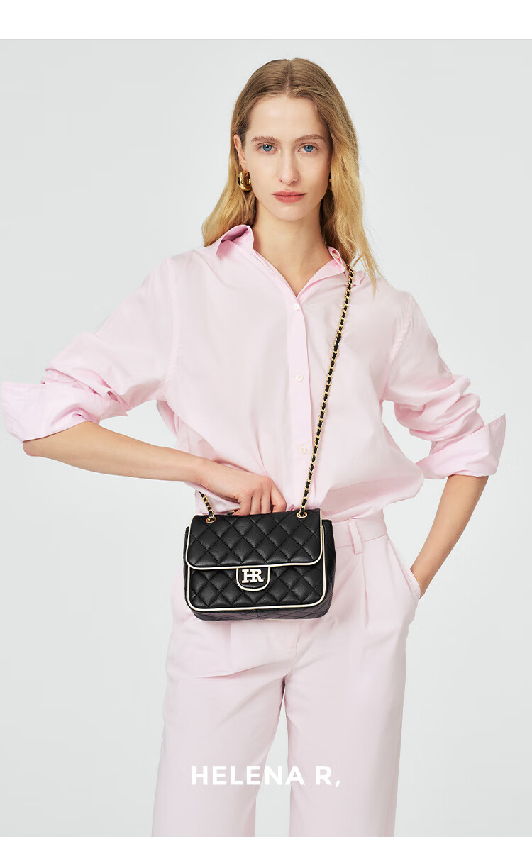 HR Women's Handbag, Contrasting Color Diamond Pattern Chain Bag, Fashionable High-End Shoulder Crossbody Bag, Birthday Gift for Wome 1