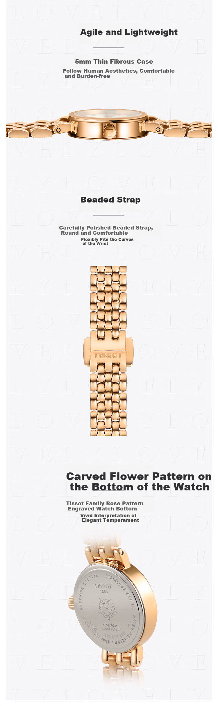 TISSOT Watch, Little Beauty Series Women's Watch, Swiss Quartz Ladies Steel Strap Wristwatch, Fashionable Timepiece, Birthday Gift 2