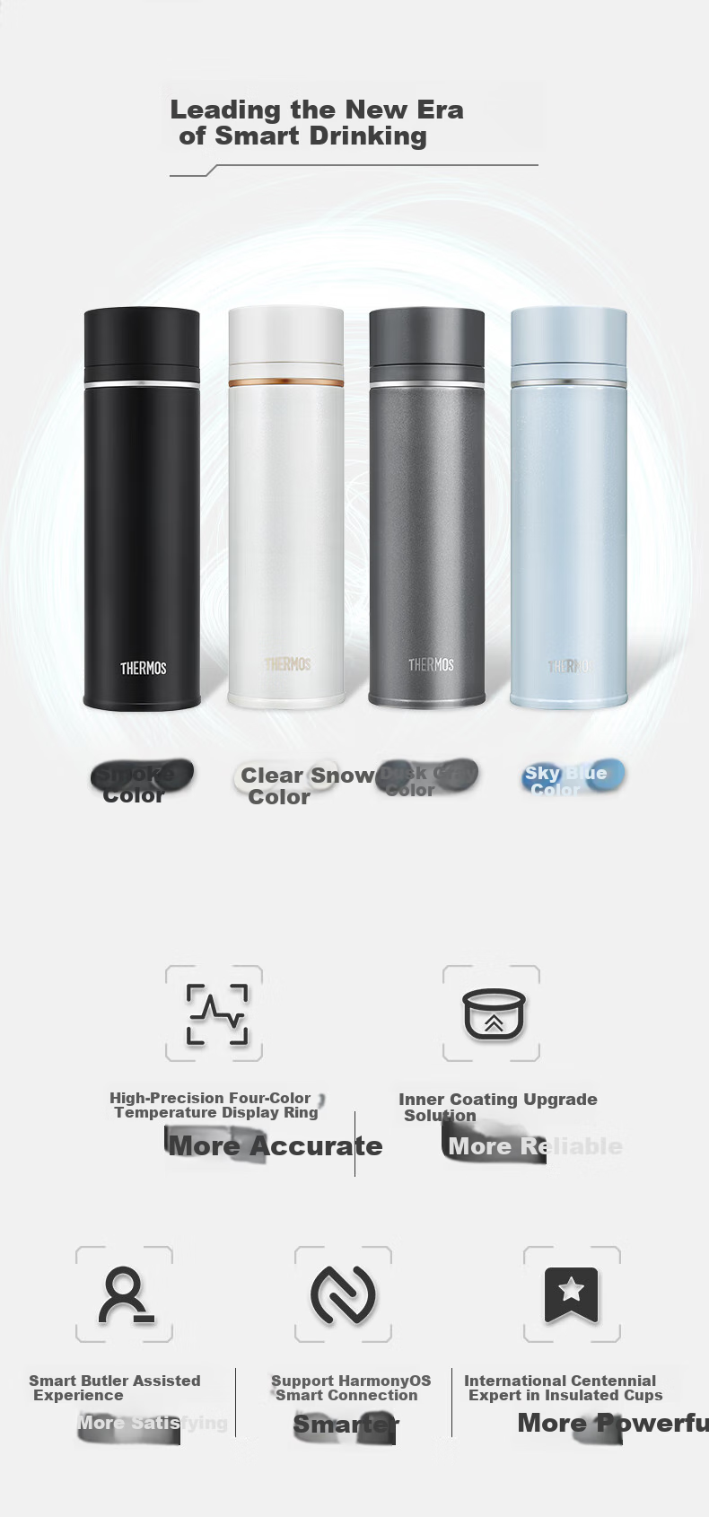 THERMOS Smart Insulated Mug 450ml, Temperature Display Hot And Cold Water Bottle for Men And Women, Large Capacity Mid-Autumn Festival Gift TEEB-BL 1