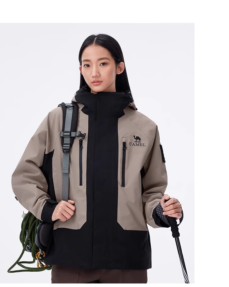 CAMEL Women's Three-In Jacket, Unisex Couple's Purple Coat, Windproof And Waterproof Mountaineering Clothing A34CA45694 8
