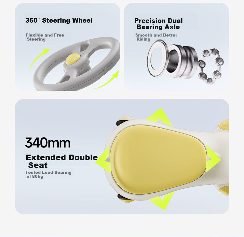 Beiboshi Baby Box Twist Car for Ages 1-3 Anti-Rollover Toddler Children's Scooter, Light-Up Model, First Birthday Gift 3
