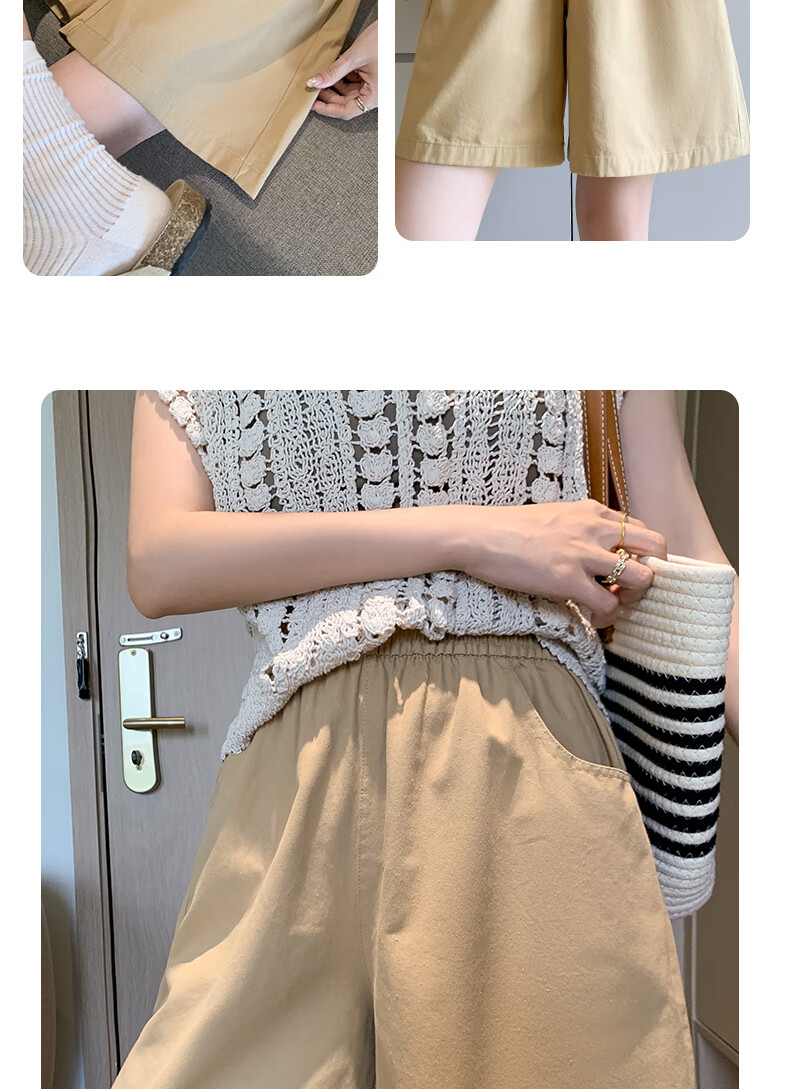 XUEXIMAN Workwear Shorts 2025 Summer New Washed Cotton Simple Commuter High Waist Slim Solid Color Casual Women 6