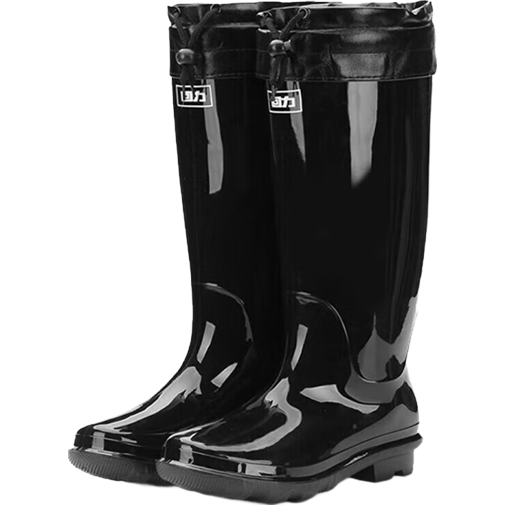 Huili Men's Rain Boots with Fleece Lining, Warm And Stylish Waterproof Outdoor Boots, Non-Slip And Wear-Resistant, HL838 High-Top Black Size 41