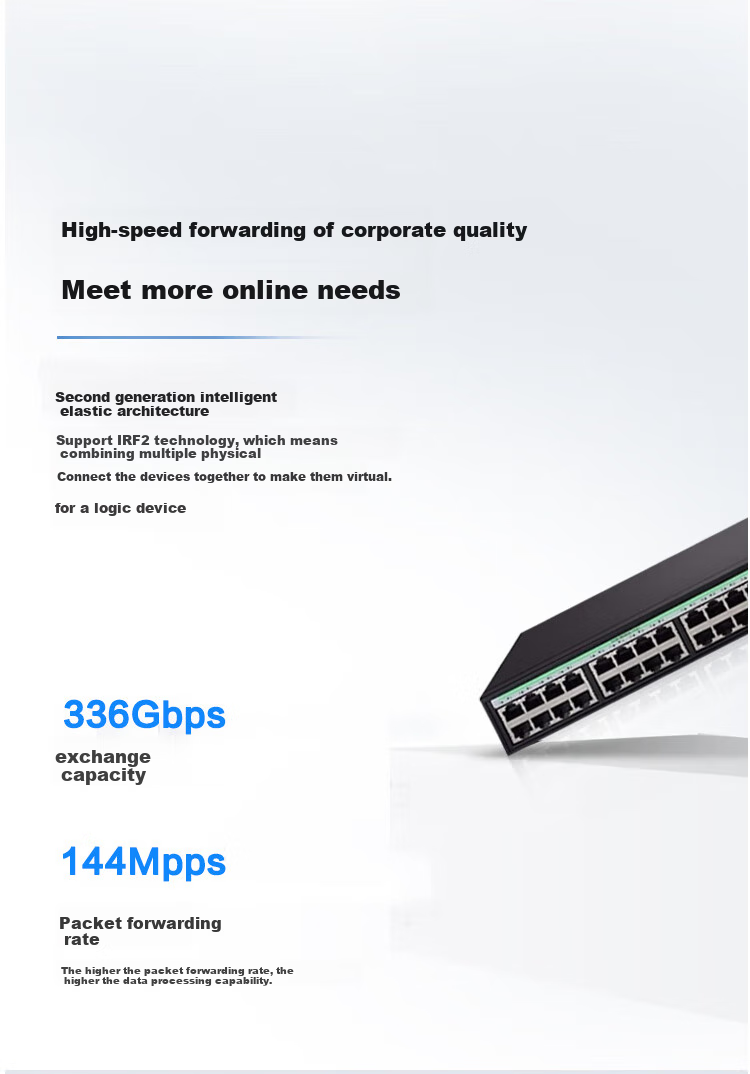 H3C S5048X-EI, 48 Gigabit Ethernet Ports + 40 Gigabit Fiber Optic Ports, Layer 3 Full-Managed Enterprise-Grade Network Switch, 10 Gigabit Upstream/IPv6/Link Aggregation/VLAN 2