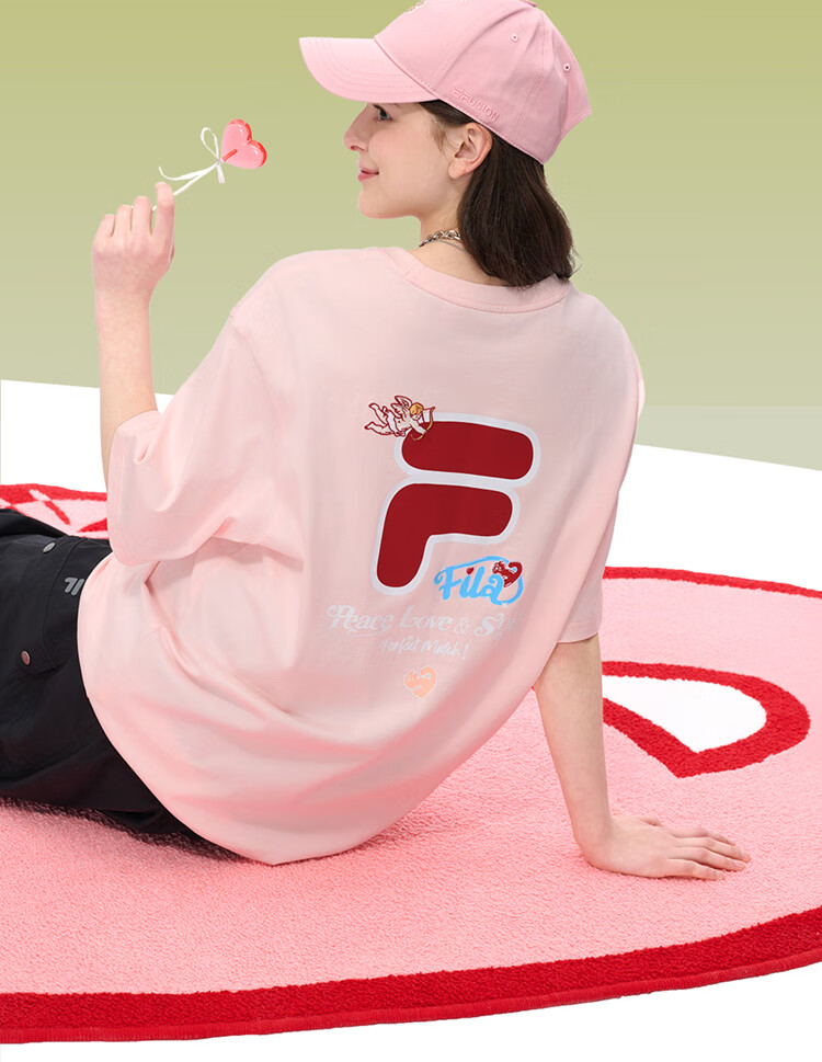 FILA FUSION Official Trendy Brand Zhang Hao Couple Knit Short Sleeve Breathable Cool Casual T-Shirt 5