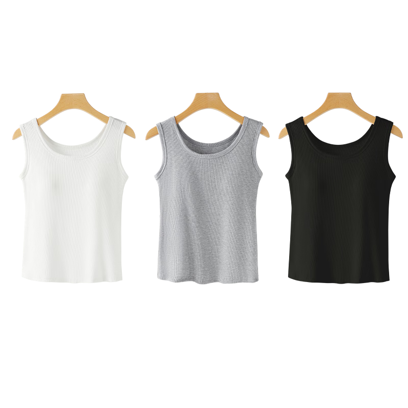 LangSha Spring And Summer Women's Tank Top, Slim Fit, Comfortable, Breathable, Highly Elastic, Built-In Bra Pads, Beautiful Back Design, Can Conceal Side Boob