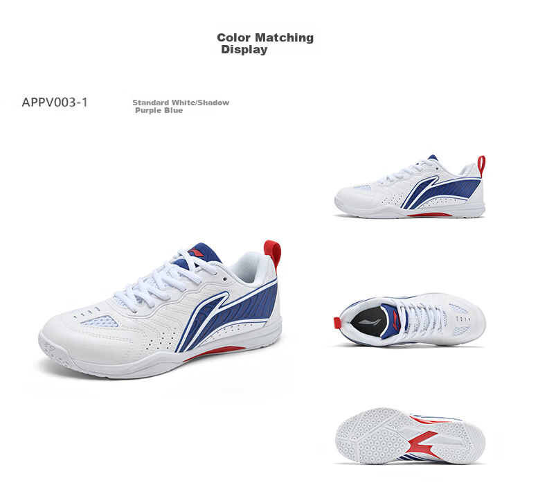 Li-Ning Table Tennis Shoes Eagle Eye 3.0, Non-Slip, Wear-Resistant, Breathable, Professional Training Sports Shoes, Unisex, White/glossy Blue, Size 43 9