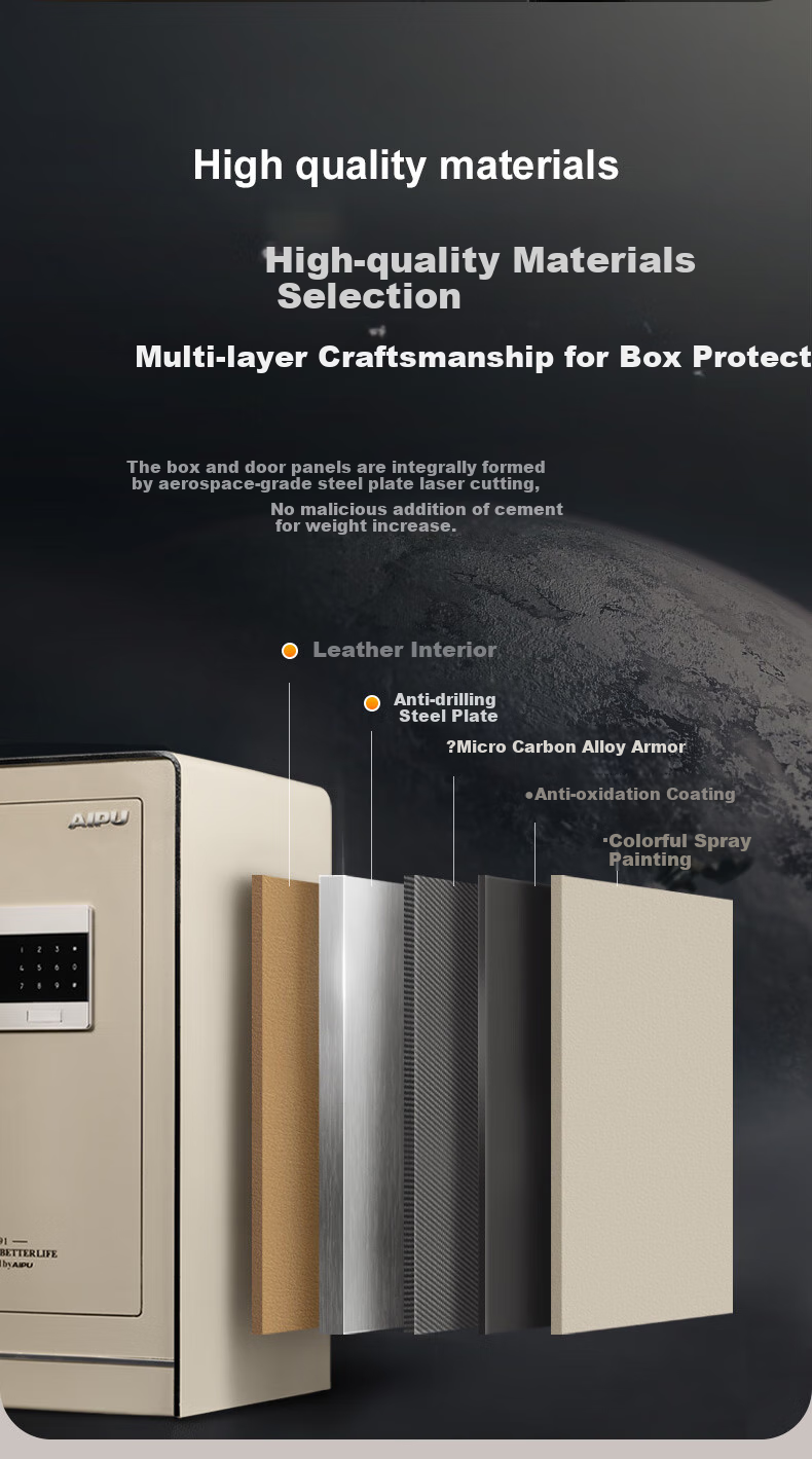 AIPU Home Safe Box with Fingerprint And Password, Anti-Theft Office Safe, Bedside Cabinet, Small All-Steel 3C Certified Financial Storage Box, Jingzhi Gao 40CM White 6