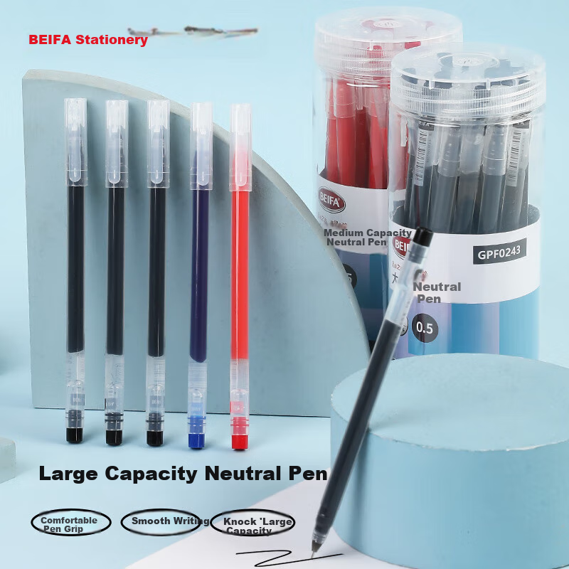 BEIFA Direct Liquid Rollerball Pen 0.5mm ST Tip Quick-Drying Gel Pen for Students' Exams And Practice, Business Office Signature Pen, Red 20 Pcs [Back-To Essential]