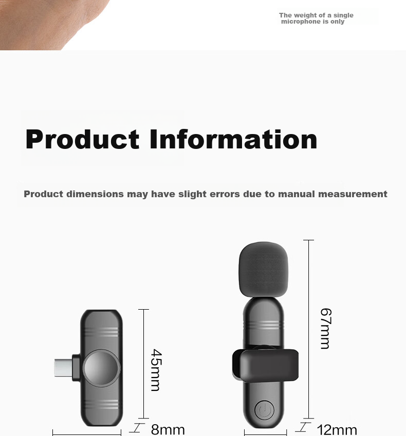 Deli Clip-On Microphone, Wireless One-To for Mobile Live Streaming, Short Video, Outdoor Shooting, Mini Audio Recorder, Smart Noise Reduction Recording Device, Compatible with Apple And Android, MN511 1