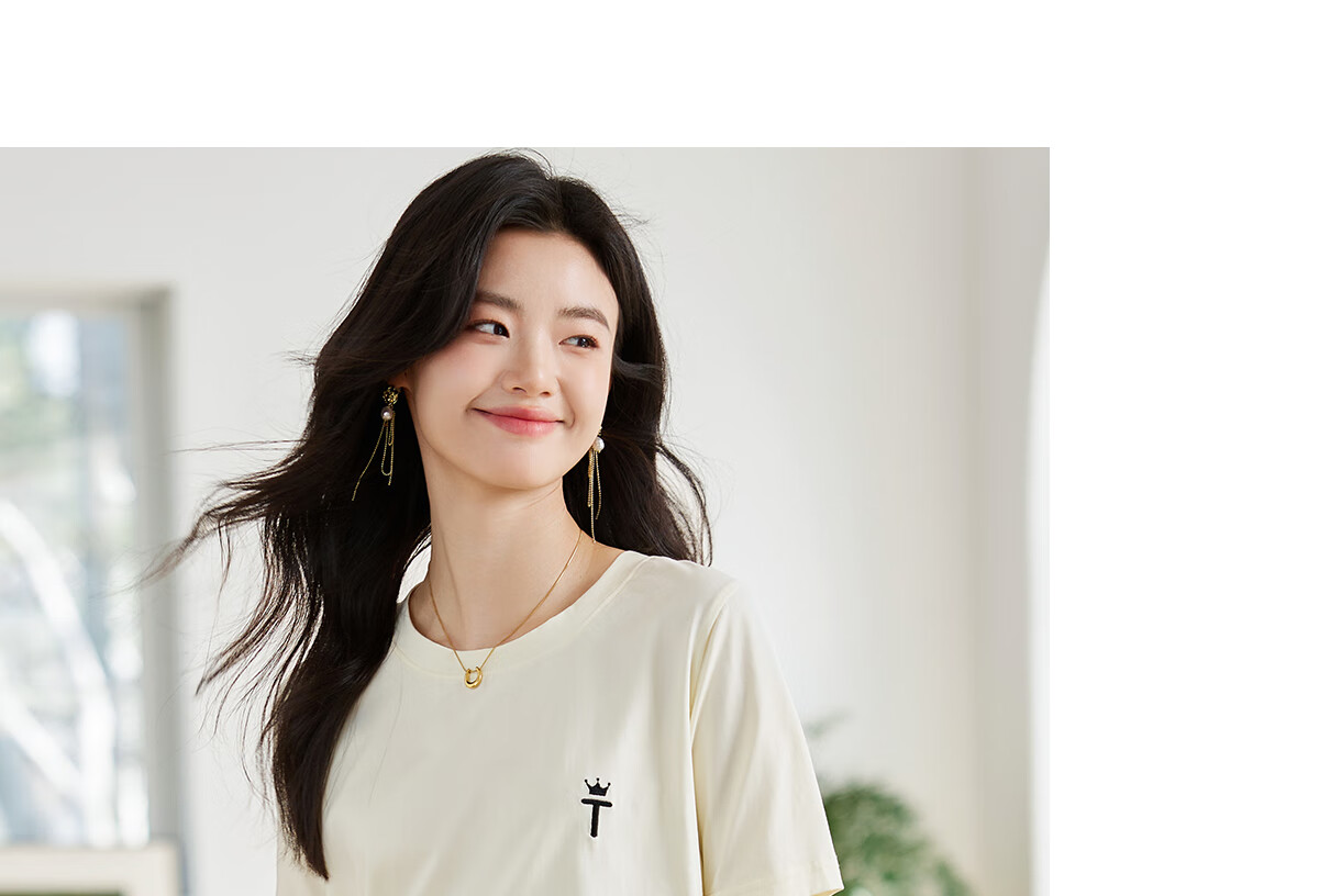 Taxiang Women's Short-Sleeve T-Shirt, Round Neck, Casual Versatile Embroidered Top, Ladies' T-Shirt, Simple Short-Sleeve Undershirt T143T1390 11