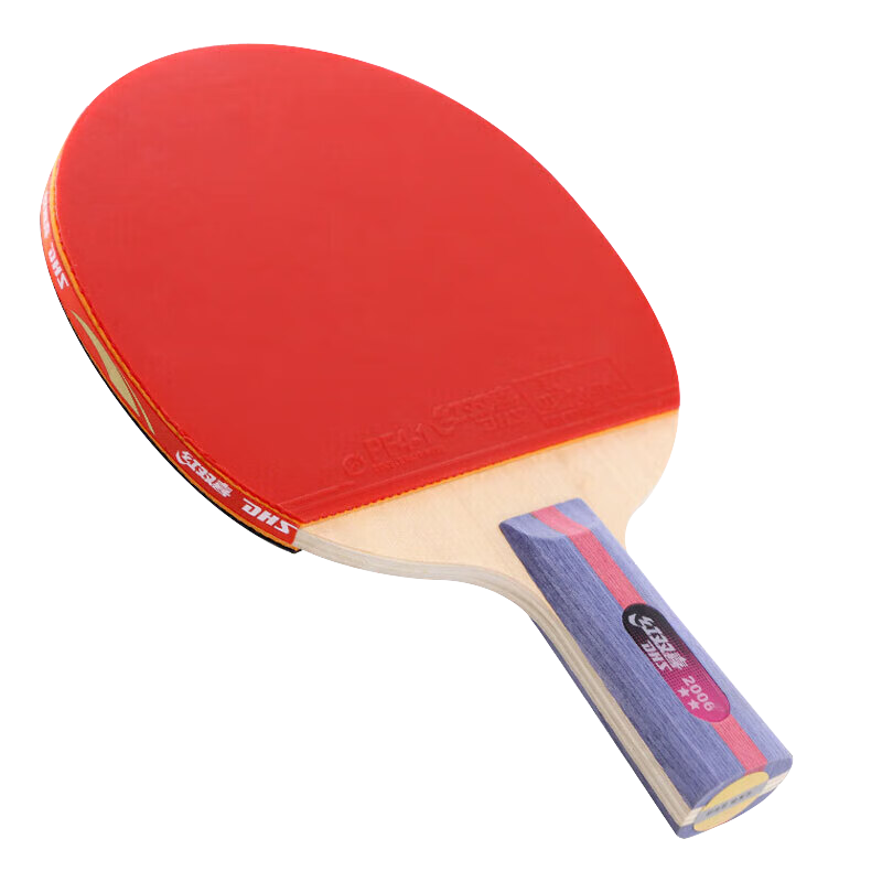 DHS Two-Star Straight Handle Double-Sided Anti-Grip Table Tennis Racket, Single Racket Finished Product Bingbing Paddle H2006