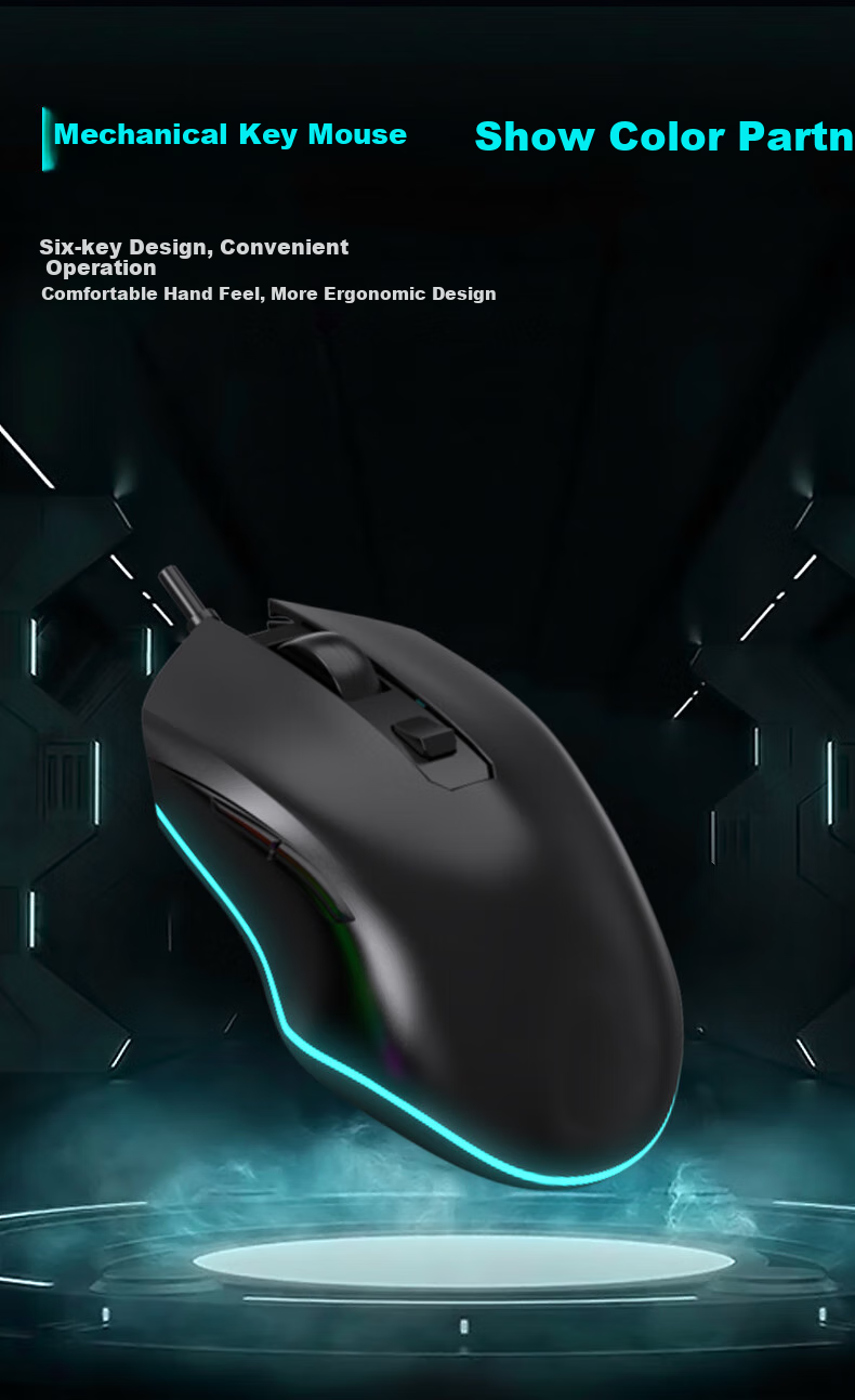 Aigo DK104 Mechanical Keyboard And Mouse Combo Wired Plug-And Gaming Office Keyboard And Mouse Set Full Anti-Ghosting RGB Lighting Black Red Switch 9