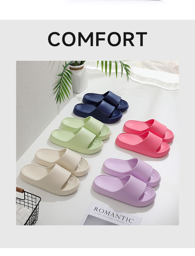 XGGC Men's Slippers, Comfortable Summer Non-Slip Bathroom Shower EVA Thick-Soled Couple Home Use Sandals, Rose Red, Size 40-41 2
