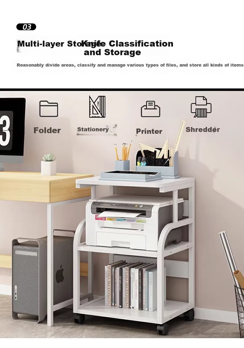 FENJIEXIAN Storage Rack, Printer Organizer Shelf, Floor-Standing Storage Rack, Movable Multi-Layer Storage Shelf, Simple Multi-Tier Organizer 5