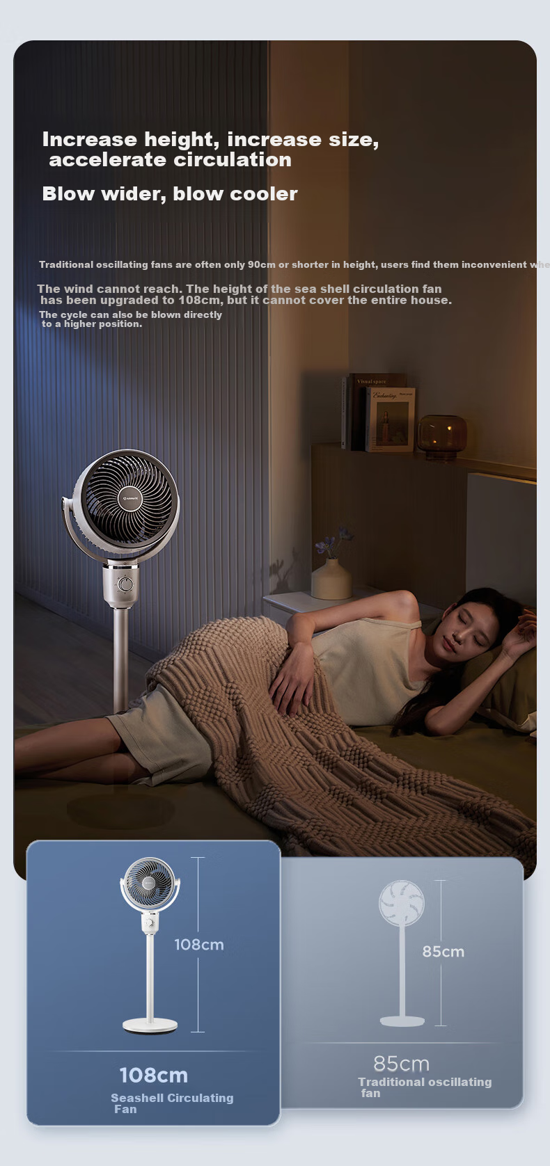 AIRMATE [Xiaobofeng] Air Circulation Fan, High Airflow Oscillating Electric Fan for Home Use, Quiet And Gentle Wind, Small Fan with English Plug, Specially Designed for Hong Kong Users FA18-X227 6