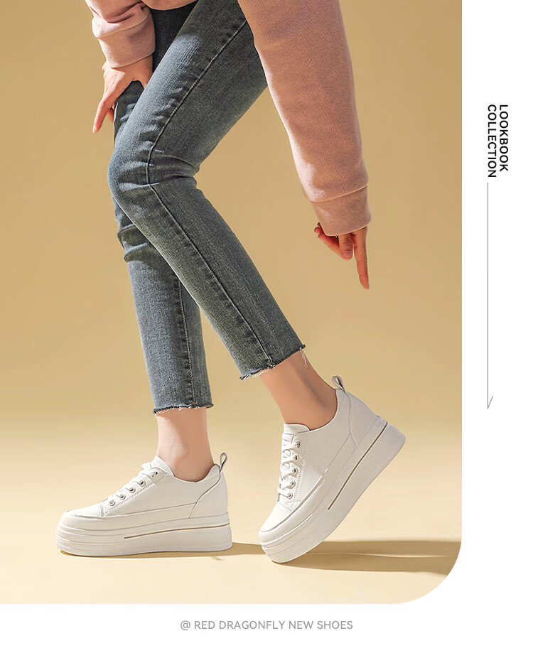 Red Dragonfly Women's Slip-On Thick Sole Height Increasing Classic Casual Sneakers WPB14037 White Size 37 10