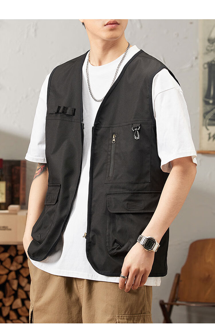 TUCANO Men's Summer Outdoor Workwear Vest Fashionable Sleeveless V-Neck Jacket Military Green 3XL 5