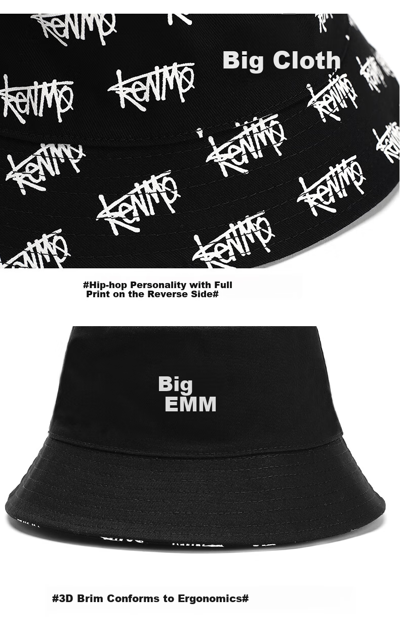 KENMO Reversible Fisherman Hat Men Ins Trendy Hip-hop Women Versatile Sun Protection Summer Sun Hat Off-white One Size 19