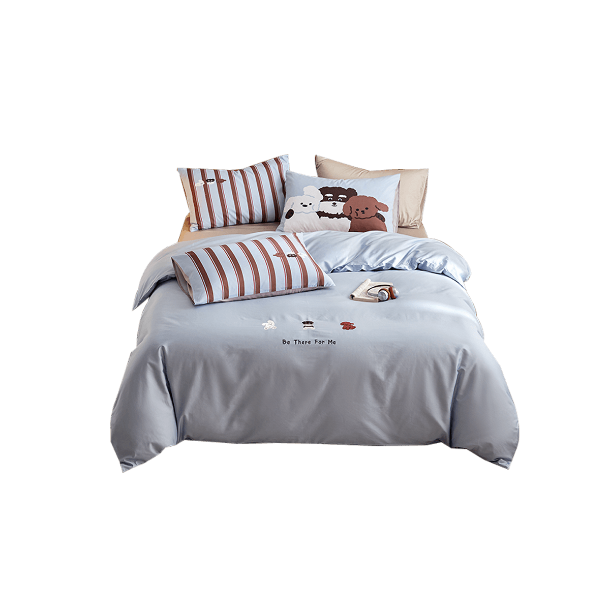 Dohia Cotton Bedding Set, 100% Pure Cotton, 60 Count Xinjiang Long-Staple Cotton, Includes Bed Sheet, Duvet Cover, And Embroidered Bedding Accessories for 1.8m Bed, 229*230cm