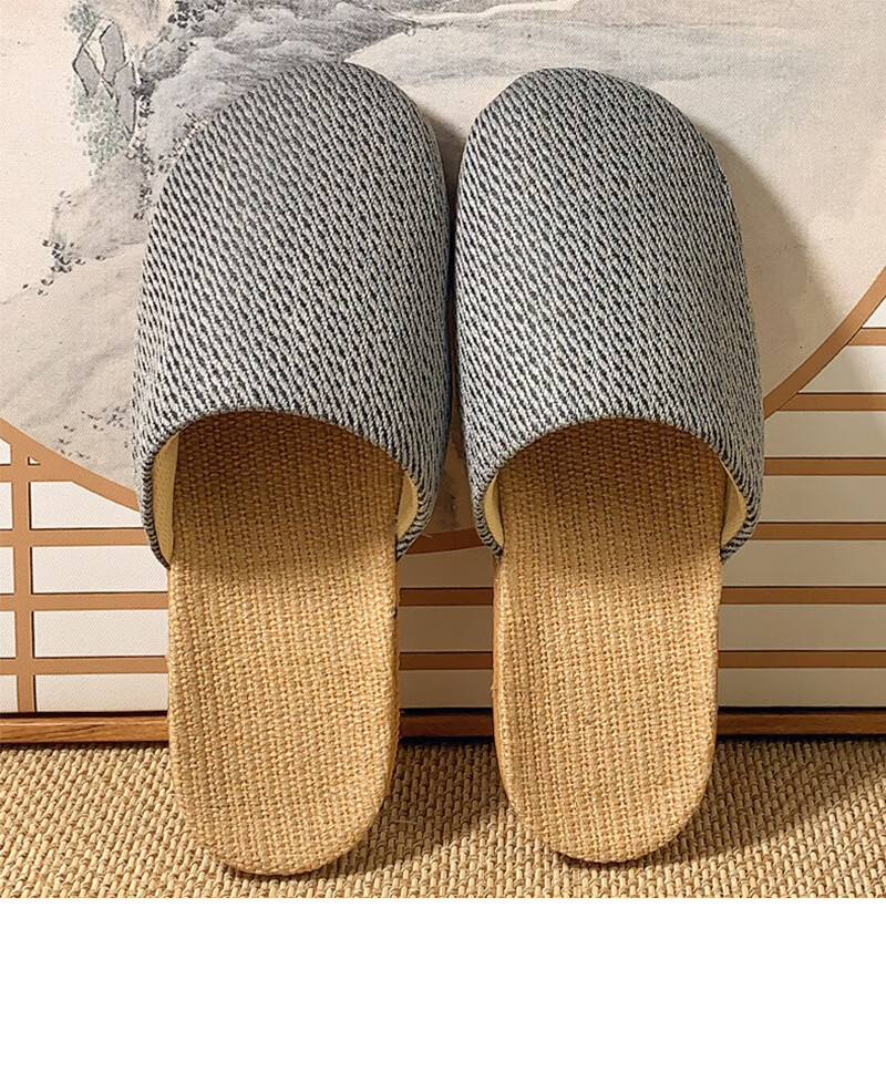 FOOTOPPO Baotou Linen Japanese Style Unisex Slip-On Anti-Slip Summer Indoor Home Slippers 7